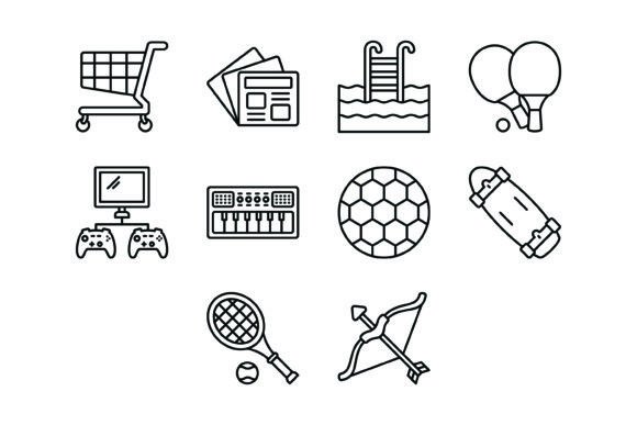 10 Entertainment Outline Icons Bundle: A Versatile Visual Toolkit