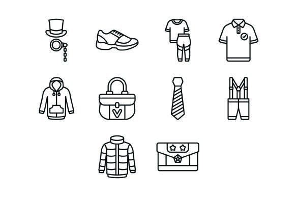10 Fashion Outline Icons Bundle: Versatile Design Assets
