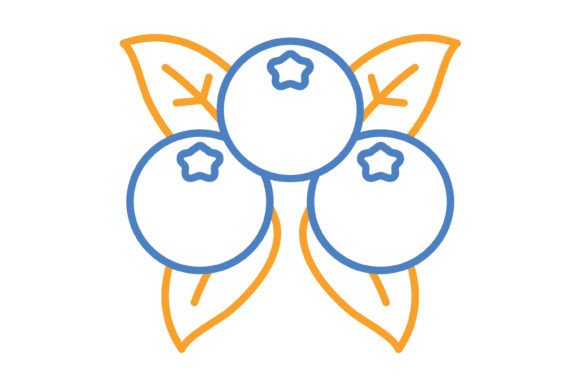 Berries Blue & Orange Line Icon: A Vibrant Design Asset