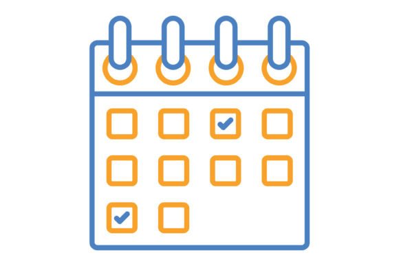 Calendar Blue & Orange Line Icon: A Versatile Design Asset