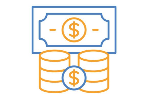 Cash Blue & Orange Line Icon: A Modern Design Essential