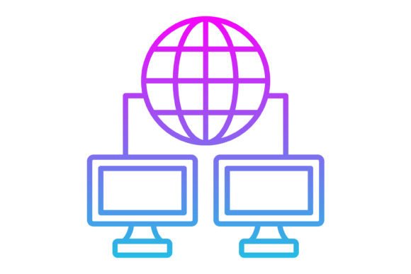 Computer Networking Line Gradient Icon: The Modern Design Asset