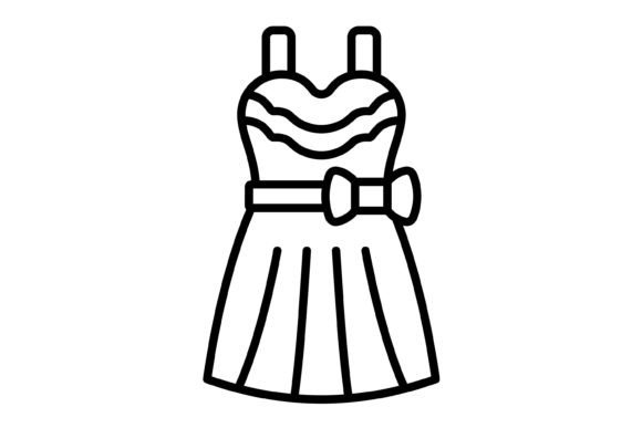 Elegant Wedding Dress Outline Icon for Designers