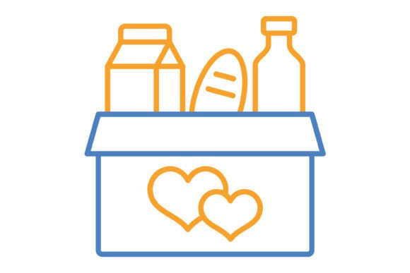 Food Donation Blue & Orange Line Icon: A Versatile Design Asset