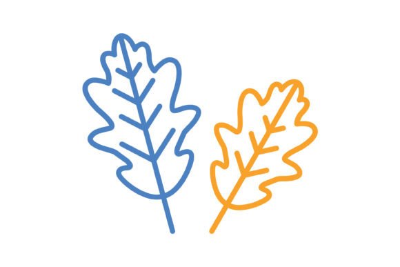 Oak Leaf Blue & Orange Line Icon: A Versatile Design Asset