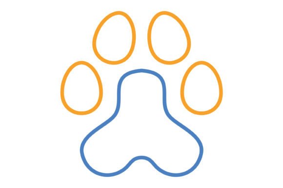 Paw Print Blue & Orange Line Icon: A Modern Design Asset