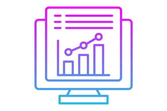 Statistics Line Gradient Icon: Modern Data Visualization