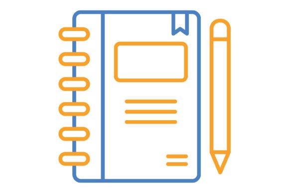 The Notebook Blue & Orange Line Icon: A Designer's Versatile Asset